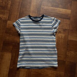 Brandy Melville Navy and Cream Striped Tee